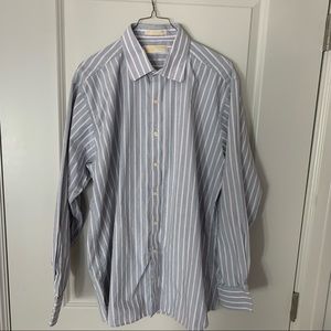 Michael Michael Kors mens long sleeve striped button down shirt | size 16.5 neck